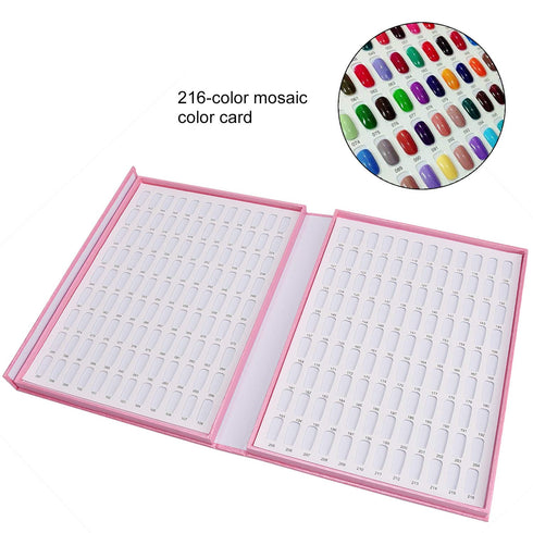 Noverlife 216 Nail Colors Chart Display, Nail Gel Polish Display Book with 216 False Nail Tips