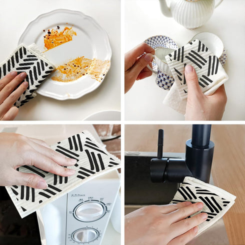 Kitchen,6 Pack Morigins Swedish Dishcloths for Black Minimalist Swedish Dish Towels,Cellulose Sponge Cloths,Non Scratch