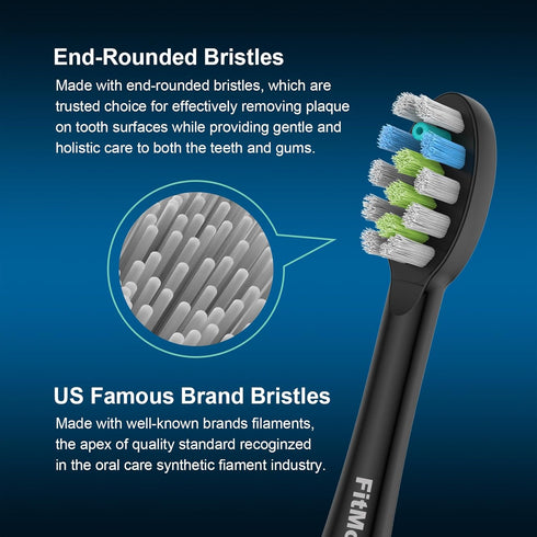 6 Pack Toothbrush Replacement Heads Compatible with WaterPik Sonic Fusion 2.0, FitMount Flossing Brush Head, Black