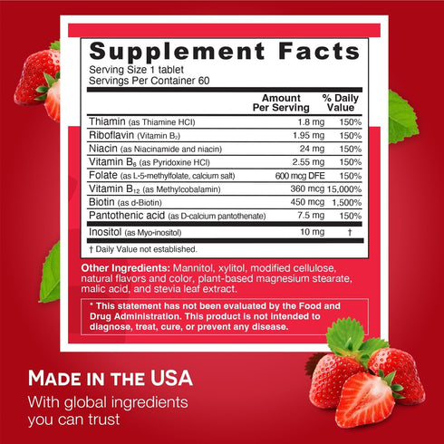 EZ Melts Dissolvable Vitamin B-Complex, Sugar-Free, 2-Month Supply, with Methyl B12 and Methyl Folate