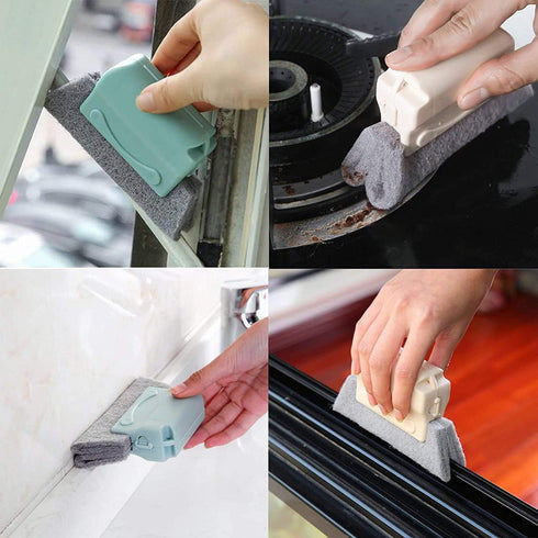 Groove Gap Cloth Window Door Track Cleaning Brush, 3PCS in Beige/Gray/Blue (Random Color)