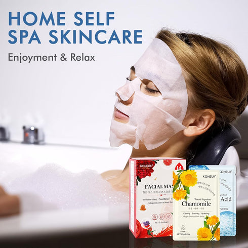 14 Pack Sheet Face Masks Skincare for All Skin Types, Hydrating Masks for Sensitive Skin, Bulk Facial Mask Set