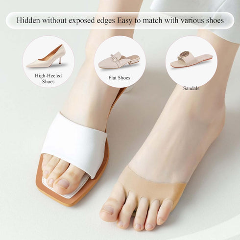Metatarsa Foot Pads, Reusable Soft Ball of Foot Cushions for Women, Pain Relief Honeycomb Fabric (2 Pairs Beige / 1