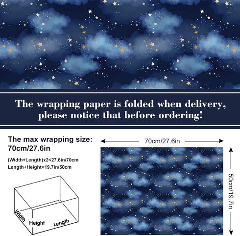 AnyDesign 12 Sheet Galaxy Wrapping Paper Constellation Gift Wrap Paper Bulk Folded Flat Blue Purple Starry Sky Art Paper for Birthday Baby Shower DIY Crafts Gift Wrapping, 19.7 x 27.6 Inch