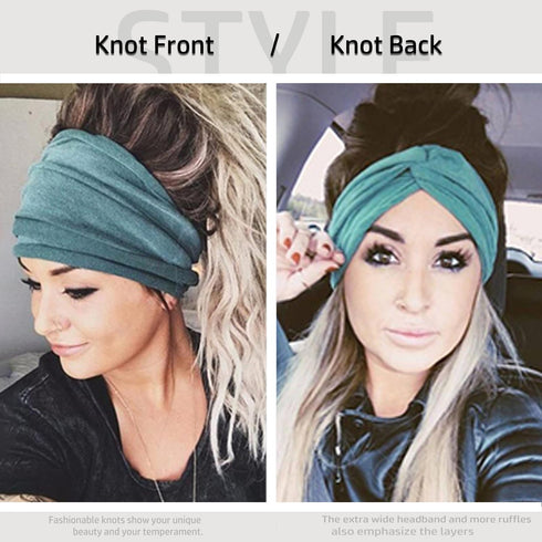 IVARYSS Extra Wide Headbands for Women, Non-Slip 7'' Large Twist Knotted Stretchy Hair Accessories, 4 Pack