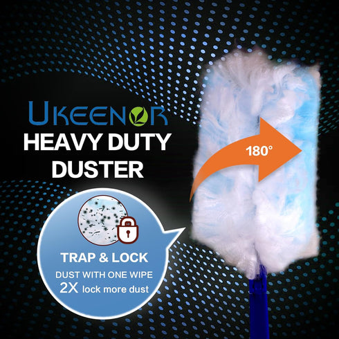 180° Dusters Multi Surface Duster Refills Kit - Extender Handle with 1 Long Handle, 1 Short Handle, 15 Duster Refills