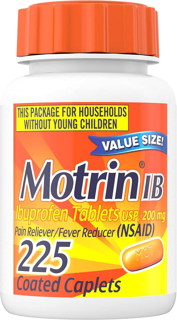Motrin IB Ibuprofen 200mg Tablets, Pain Reliever & Fever Reducer, 225 Ct