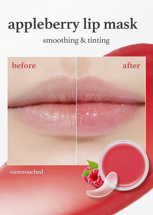 NOONI Appleberry Korean Lip Tinting Butter | 42 oz Natural Lip Balm with Raspberry Extract, Smoothing & Exfoliator Balm