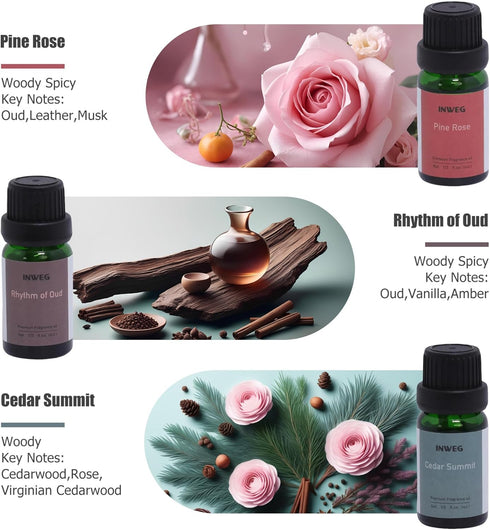Set 6 10ML Autumn- Gift of Premium Fragrance Oils - Fragrance Oils for Perfume, Soap & Candle Making Scents, Wild Rose