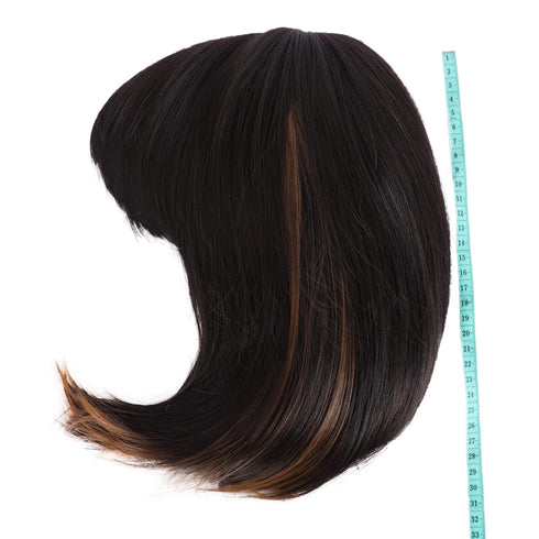 MapofBeauty 12 Inch /30 cm Fashion Lady Short Straight Synthetic Flat Bangs Bob Wig (Black Mixed Brown)
