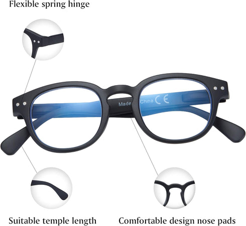 EYEGUARD Blue Light Glasses for Kids, Anti Glare Computer Glasses, Spring Hinges, 3-8 Years Old, Blue