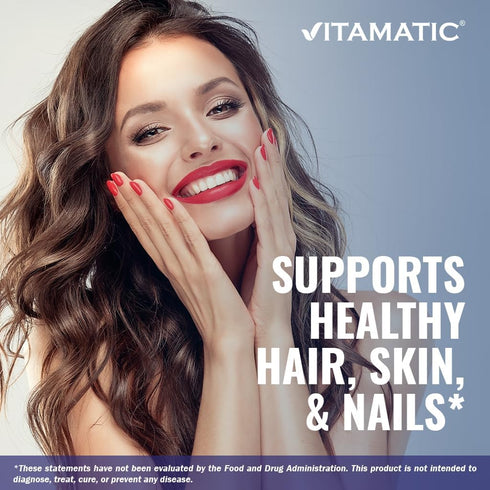 Vitamatic Hydrolyzed Keratin 500mg per Serving, 120 Vegetarian Capsules for Healthy Hair Skin & Nails for Adults
