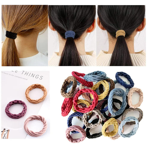 Wetopkim 30 Pcs Hair Ties, Non-Slip Seamless Bands for Thick Heavy Curly Hair, Lightweight Highly Elastic Stretchable