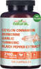5-in-1 Organic Ceylon Cinnamon Capsules with Berberine, Garlic, Turmeric, Black Pepper Extract (120 Capsules)
