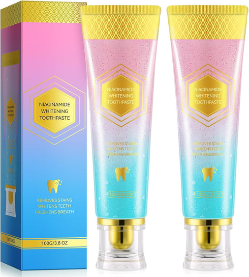 Mcukv Niacinamide Whitening Toothpaste 2 Pack Brightening Toothpaste with Deep Cleaning for Coffee
