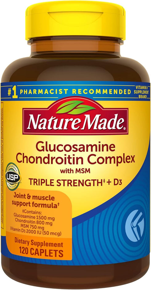 Nature Made Glucosamine Chondroitin Complex with MSM, 120 Caplets - Dietary Supplement for Joint Support