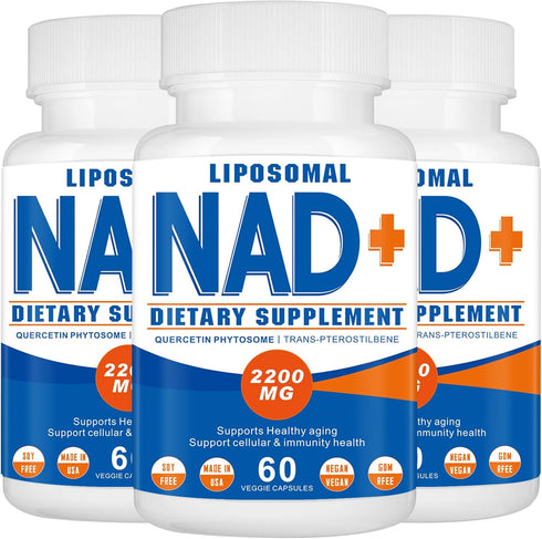 2200mg Liposomal NAD+ Supplement for Cellular Energy & Aging Defense, 180 Capsules