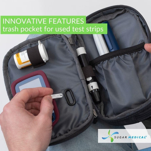 Sugar Medical Insulated Diabetes Supply Bag Glucose Meter Case & Diabetic Organizer | Crossbody or Belt Bag