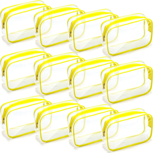 Weewooday 12 Pieces Clear Waterproof Makeup Bag, PVC Zippered Toiletry Carry Pouch for Vacation Bathroom (Medium,