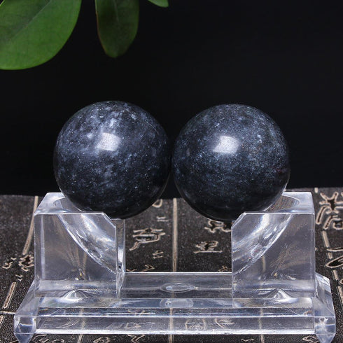 BRABUD 1.4'' Chinese Exercise Baoding Balls - Dark Grey Marble Health Stress Relief with No Chimes BS021