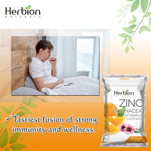 Herbion Naturals Zinc, Echinacea & Vitamin C Lozenges, Natural Orange Flavor, 25 CT Dietary Supplement for Immune