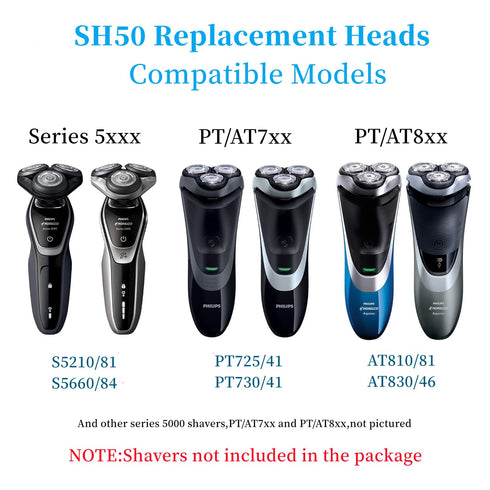 SH50 Replacement Heads for Norelco Series 5000, Compatible with Philips Norelco Shavers, 3pcs