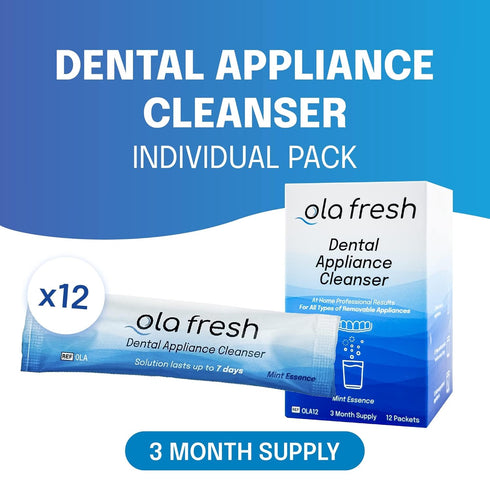 Dental Appliance Cleanser, 24 Packets of Concentrated Cleaner Powder for Retainers & Dentures, Mint Flavor