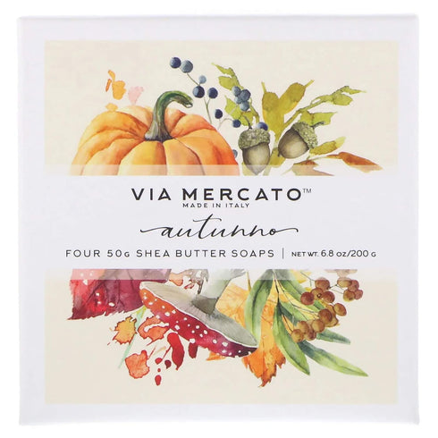 Natale Shea Butter Soap Boutique Luxury Gift Box, Set of 4 (50g Each) - Autunno