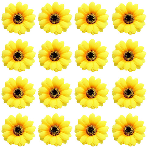 Lawie 16 Pack Artificial Fake Yellow Small Daisy Sunflower Hair Clips - Floral Hairpins Alligator Barrettes Brooches