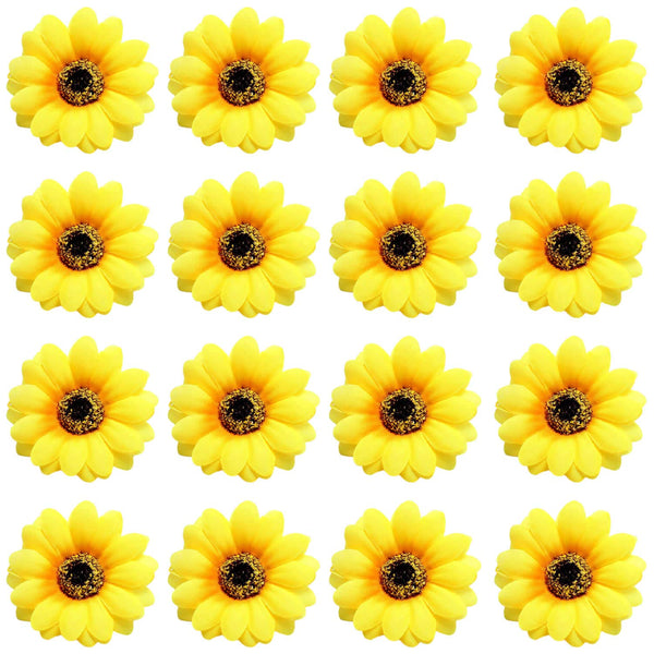Lawie 16 Pack Artificial Fake Yellow Small Daisy Sunflower Hair Clips - Floral Hairpins Alligator Barrettes Brooches