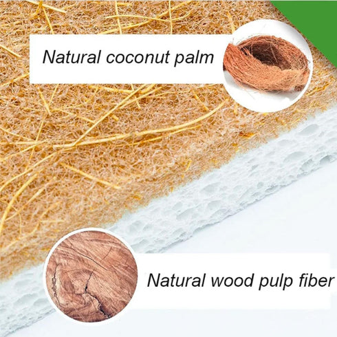 12PCS Natural Kitchen Sponges | Biodegradable Non-Scratch Cellulose and Coconut Fiber Sponge | Eco-Friendly for Dishes