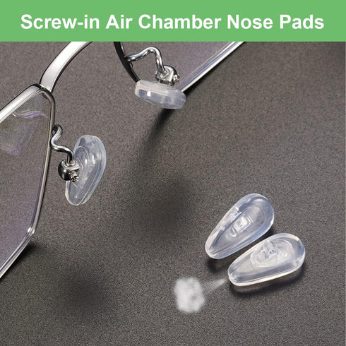 Eyeglasses Nose Pads, Upgraded Soft Silicone Air Chamber, 6 Pairs of Screw-in 15mm Nose Pad Set