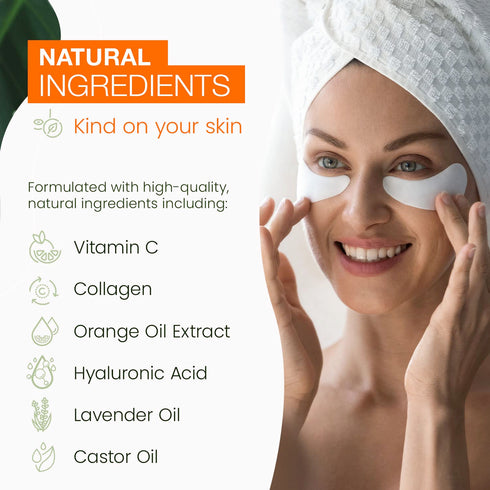 Vitamin C & Collagen Eye Pads, 5 Pairs, Anti Aging Under Eye Patches for Dark Circles and Puffiness, Korean Skin Care