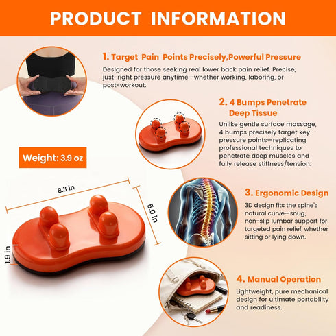 Manual Back Massager, Trigger Point Massage Tool for Neck, Shoulder, Back, Pelvis & Full Body, Pain Relief, Stretching