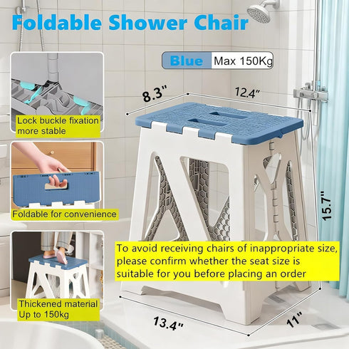 VAVAKG 15.7x8.3x12.5) Foldables Shower Chair Seats for Inside Shower Stool Bench Folding Stools Adults Elderly