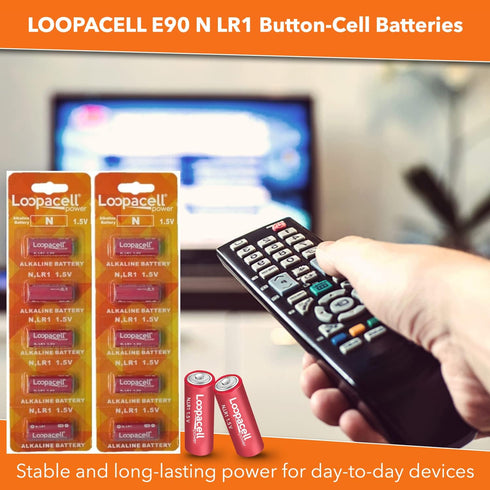 E90 Alkaline Batteries, 1.5V, LR1 N Size (Pack of 10)