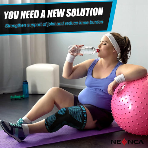 NEENCA Plus Size Knee Brace - Knee Support with Stabilizers & Gel Pad for Pain Relief, All Sports
