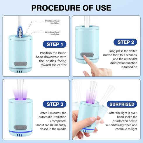 UV Toothbrush Covers Case and Holder with Light,Toothbrush Covers with Holder, Rechargeable Portable Toothbrush Cleaner