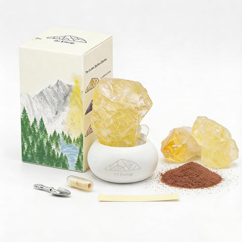 Interactive Citrine Wish Capsule Set - Aesthetic Crystal Desk Decor, Career Success