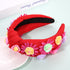 NVENF Summer Raffia Flower Headbands for Women, Boho Straw Rattan Floral Knotted