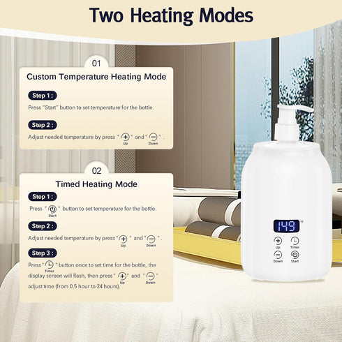 Meifuly Oil Warmer for Massage Therapy & Personal Use, Quick Lotion Warmer Heats Up, with Two Bottles, Adjustable