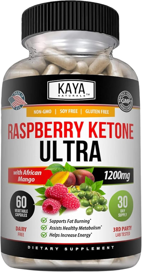 Kaya Naturals Keto Diet Raspberry Ketone - Weight Loss Supplement for Appetite Control & Metabolism - 60 Count