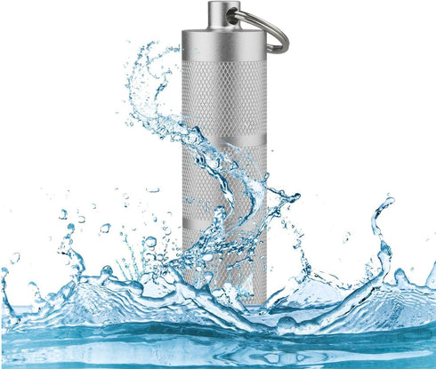 Waterproof Keychain Pill Holder, Compact Portable Pill Box with 3 Compartments for Daily Medication, Silver
