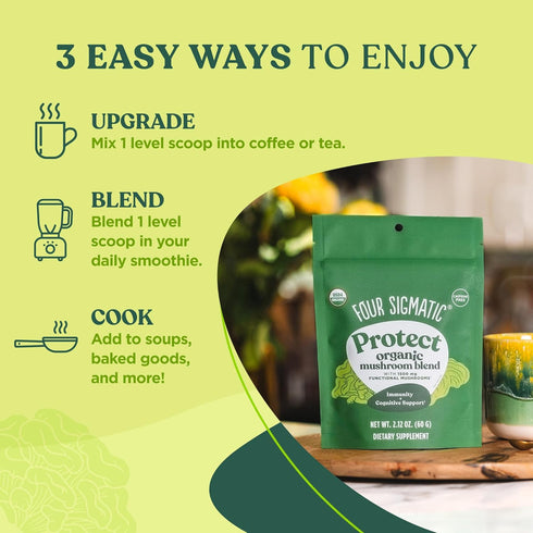 Mushroom Blend Defend Mix by Four Sigmatic - 30 Servings, Organic Mushroom Powder Complex for Immune Support