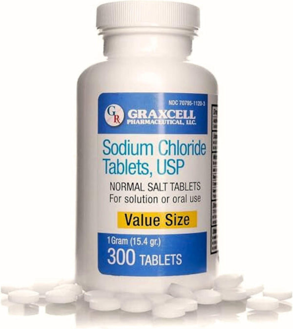 Sodium Chloride Tablets 1 Gm, 300 Count, Normal Salt Tablets (15.4gr.)