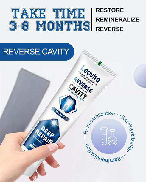Leovita 3.52 OZ Cavity Reversing Toothpaste for Adult, Hydroxyapatite as Remineralizing Filler, SLS and Fluoride Free