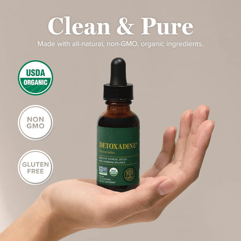 Global Healing Detoxadine, Organic Nascent Liquid Iodine Supplement Drops, 200 Servings, Thyroid Support & Detox Cleanse
