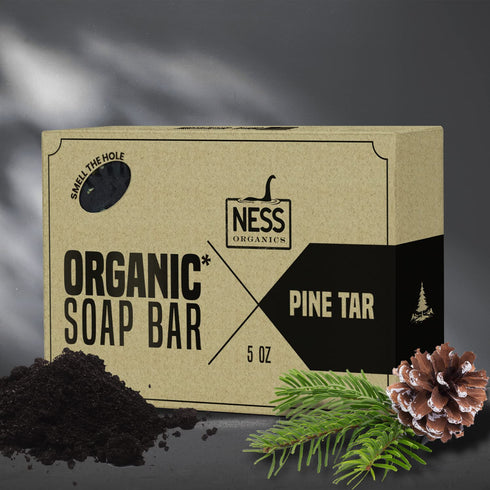 Ness Mens Soap Bar - Natural Pine Tar Scent, Organic Ingredients, Essential Oils, Handmade Vegan Soap for Men