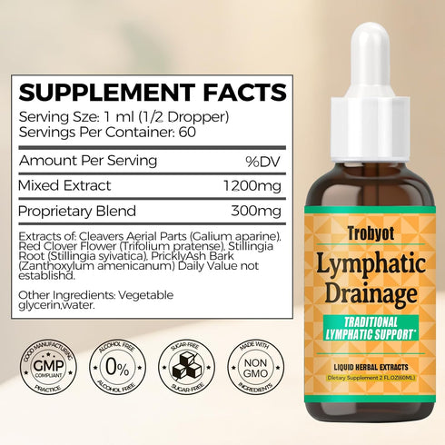 Trobyot Immune Formula,2fl oz Lymphatic Drainage Drops - Features Cleavers (Lymphatic), Prickly Ash Bark (Circulation)