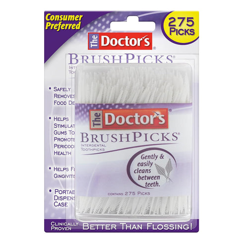 The Doctor's BrushPicks Interdental Toothpicks, 275 Count (Pack of 12), Helps Fight Gingivitis, White